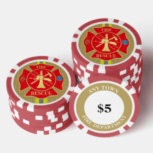 Lot De Jeton De Poker Pompier Maltese Cross Bunker Gear Art