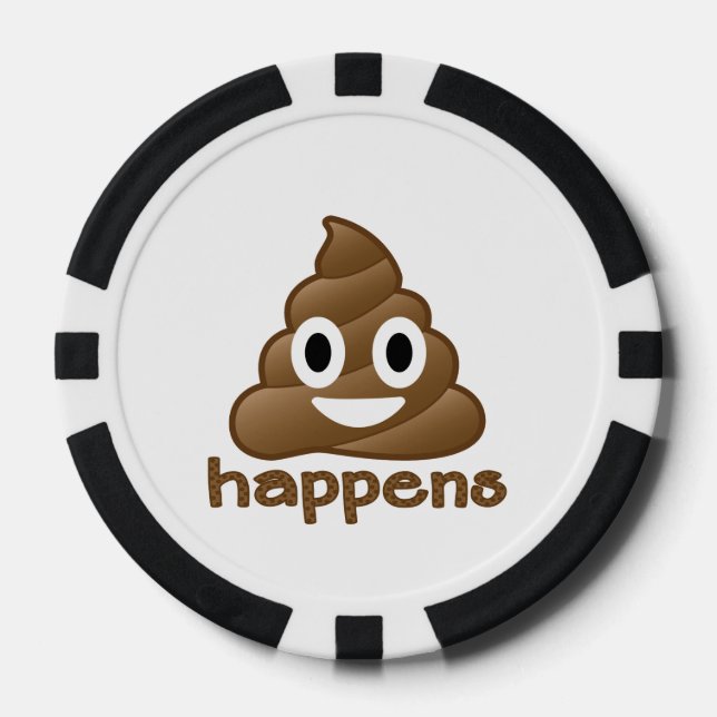 Lot De Jeton De Poker Poop Happens Emoji (Recto)