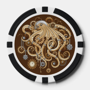 Lot De Jeton De Poker Poulpe Steampunk Rétro Fantastique Mécanique