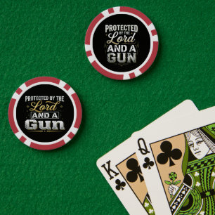 Lot De Jeton De Poker Protégé par le Seigneur et un pistolet
