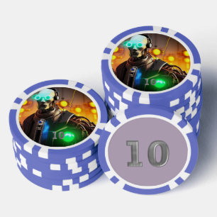Lot De Jeton De Poker Puce de poker 2 bleu 10 rayé