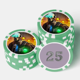 Lot De Jeton De Poker Puce de poker 2 vert 25 rayé