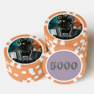 Lot De Jeton De Poker Puce de poker 3 orange 5000 rayé