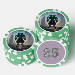 Lot De Jeton De Poker Puce de poker 4 vert 25 rayé