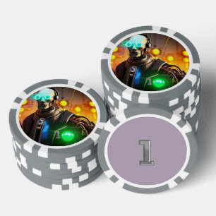 Lot De Jeton De Poker Puce de poker à rayures Robot 2 gris 1