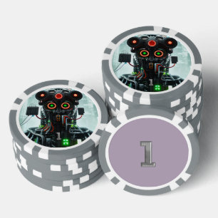 Lot De Jeton De Poker Puce de poker à rayures Robot 5 gris 1
