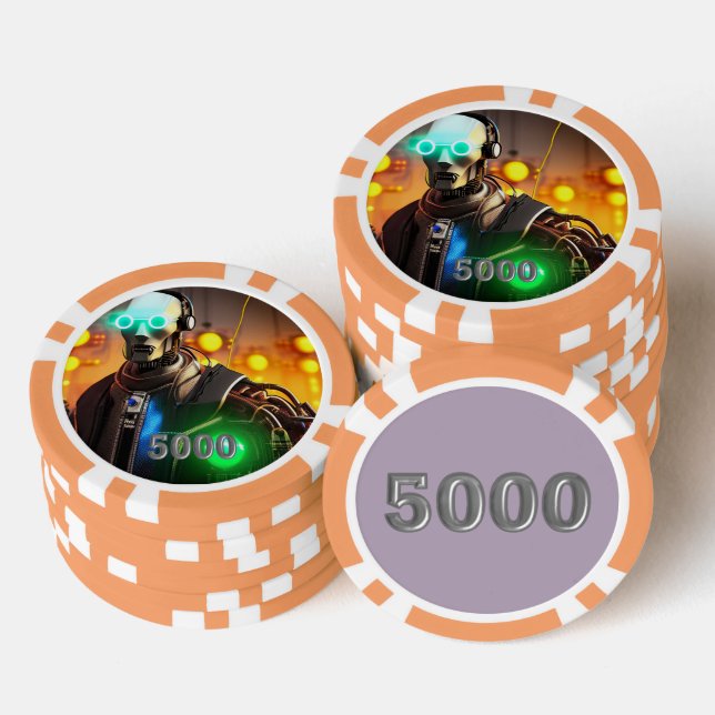 Lot De Jeton De Poker Puce de poker Robot 2 orange 5000 rayé (Empiler)