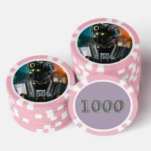 Lot De Jeton De Poker Puce de poker Robot 3 rose 1000 rayé