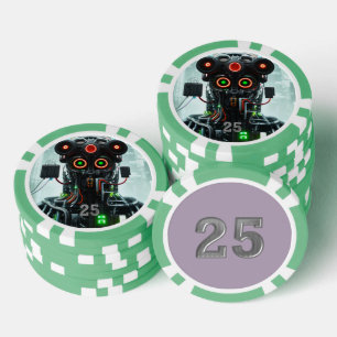 Lot De Jeton De Poker Puce de poker Robot 5 vert 25 rayé