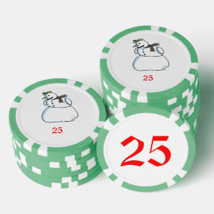 Lot De Jeton De Poker Puce de poker Snowman vert 25 rayé