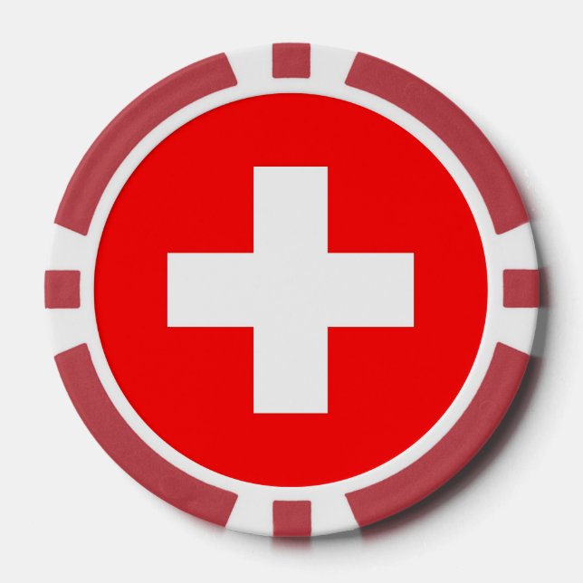 Lot De Jeton De Poker Puces de poker avec Drapeau de Suisse (Recto)