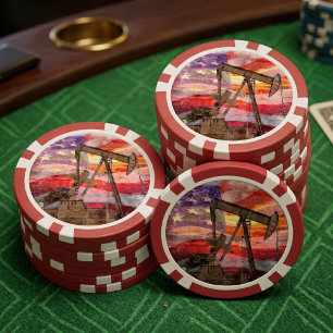 Lot De Jeton De Poker Pumpjack silhouette pastille Drapeau américain
