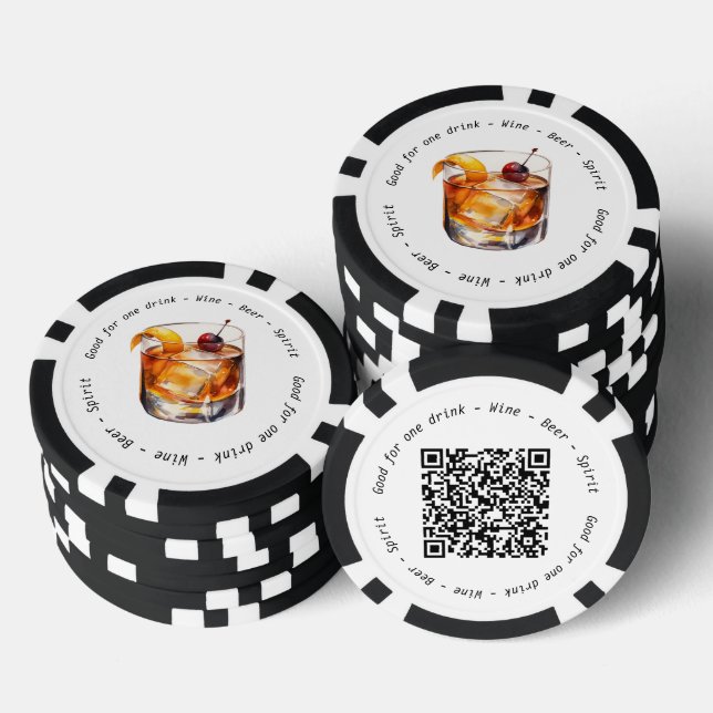 Lot De Jeton De Poker QR Code Événement Cocktail Voucher Drink (Empiler)