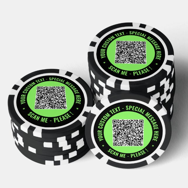 Lot De Jeton De Poker QR Code Poker Chips Example Custom Text and Colors (Empiler)