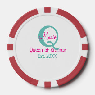 Lot De Jeton De Poker Queen of cuisine monogramme vert rose simple minim