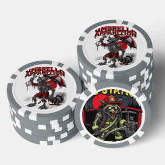 Lot De Jeton De Poker Raton laveur zombie tenant Crâne & Parapluie Macab