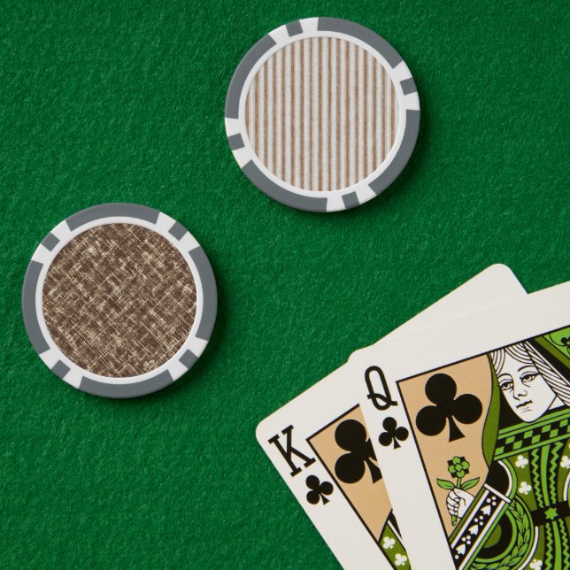Lot De Jeton De Poker Rayures Crème Marron Confortables   (Table de poker (double))
