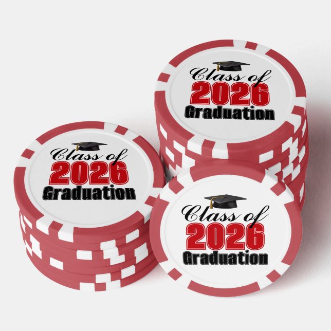 Lot De Jeton De Poker Red Class of 2026 Graduation Party (Empiler)