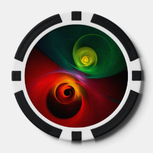 Lot De Jeton De Poker Red Green Yin Yang Moderne Motif d'art Abstrait #2