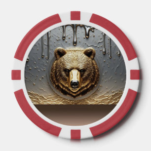Lot De Jeton De Poker Relief d'ours doré avec effet de goutte de métal �