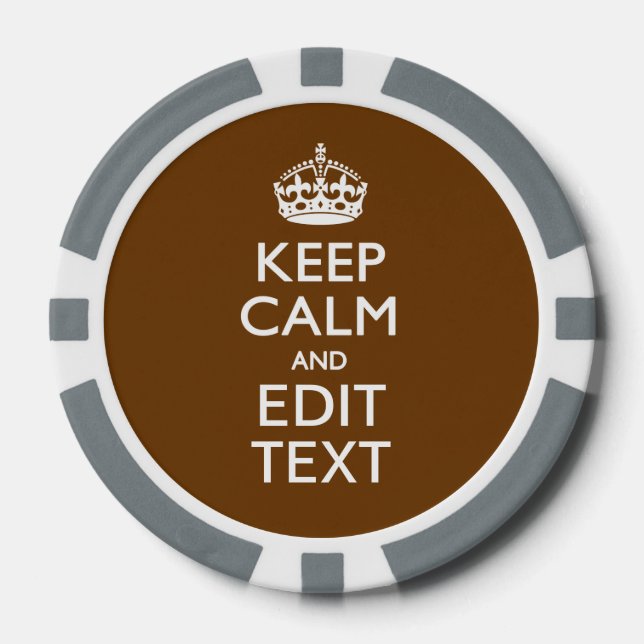 Lot De Jeton De Poker Restez calme et votre texte Brown (Recto)