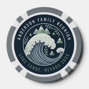 Lot De Jeton De Poker Réunion de famille au lac de montagne motif rond I