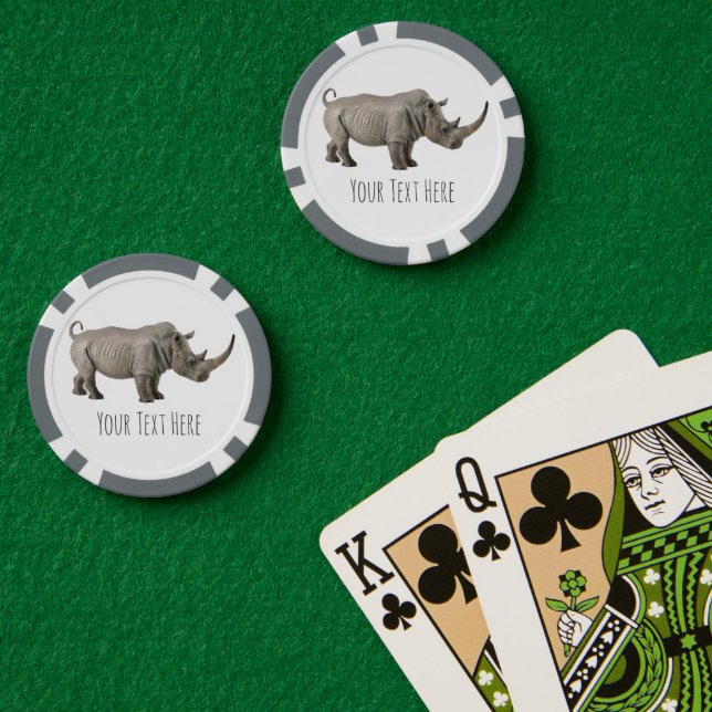 Lot De Jeton De Poker Rhinoceros Illustration Rhino message personnalisé (Table de poker (double))