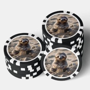 Lot De Jeton De Poker Rives de sable : Baby Sloth Building Châteaux de s