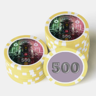 Lot De Jeton De Poker Robot 1 puce de poker jaune 500 rayé