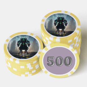 Lot De Jeton De Poker Robot 4 jaune 500 puce de poker rayé