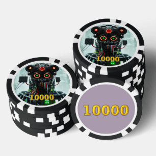 Lot De Jeton De Poker Robot 5 noir or 10000 puce de poker rayé
