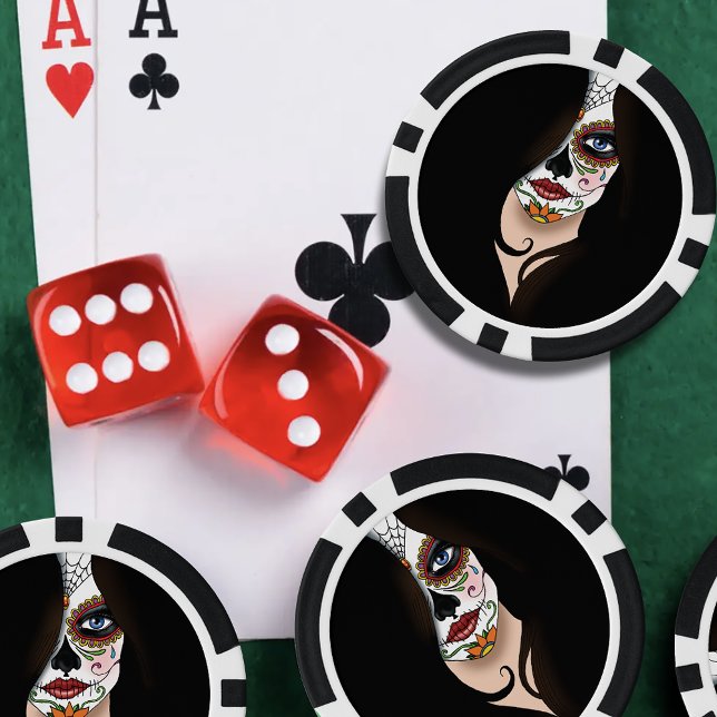 Lot De Jeton De Poker Rosa Sugar Skull Portrait (Créateur téléchargé)