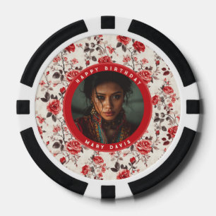 Lot De Jeton De Poker Rose Élégante Florale 40e Anniversaire