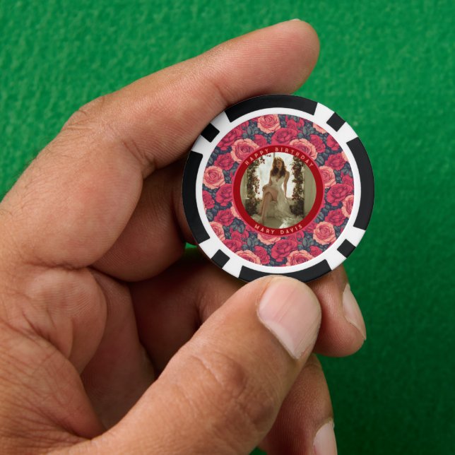 Lot De Jeton De Poker Rose Fleur Unique 40e Anniversaire (main)