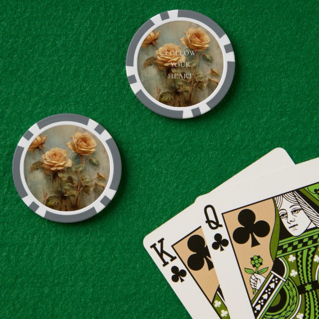 Lot De Jeton De Poker Roses Fleuris de Pêche Romantiques (Table de poker (double))