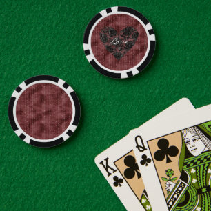 Lot De Jeton De Poker Rouges Bourguignon Rayures Fausse Dentelle Florale