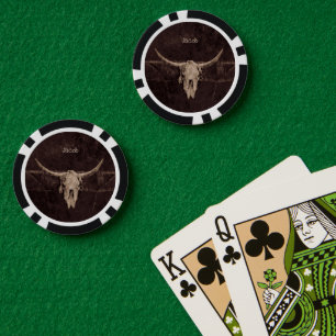 Lot De Jeton De Poker Rustique Taureau Pays Ouest Brown Beige Vieux