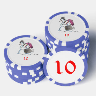 Lot De Jeton De Poker sac à dos Snowman bleu 10 puce de poker rayé
