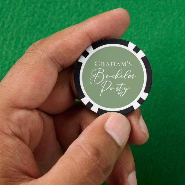 Lot De Jeton De Poker Sage Green Bachelor Party Personnalisé (main)