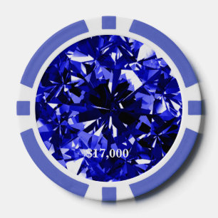 Lot De Jeton De Poker Sapphire Blue Diamond Gem Stone Poker Chip Strip