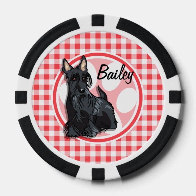 Lot De Jeton De Poker Schnauzer ; En vichy rouge et blanc (Recto)