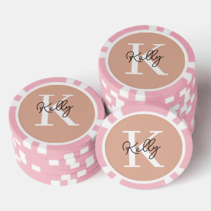 Lot De Jeton De Poker Script de monogramme rose vierge moderne