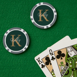 Lot De Jeton De Poker Script moderne Emerald Green Gold