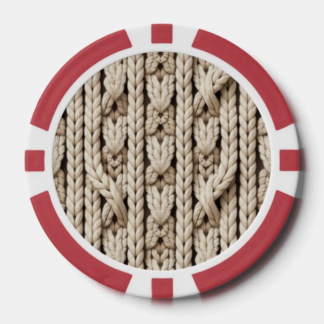 Lot De Jeton De Poker Seamless Chunky Cable Knit Pattern (Recto)