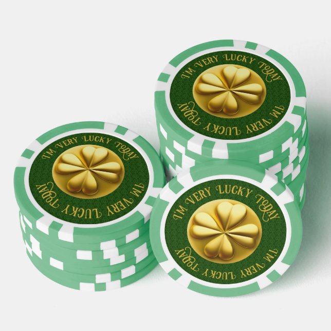 Lot De Jeton De Poker Shamrock doré personnalisé Saint Patrick's Day (Empiler)