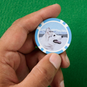 Lot De Jeton De Poker Sibérie Husky (argent et blanc) Peinture Chien Art