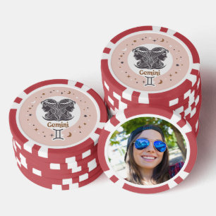 Lot De Jeton De Poker SIGNE Zodiaque Photo Personnalisée Gemini
