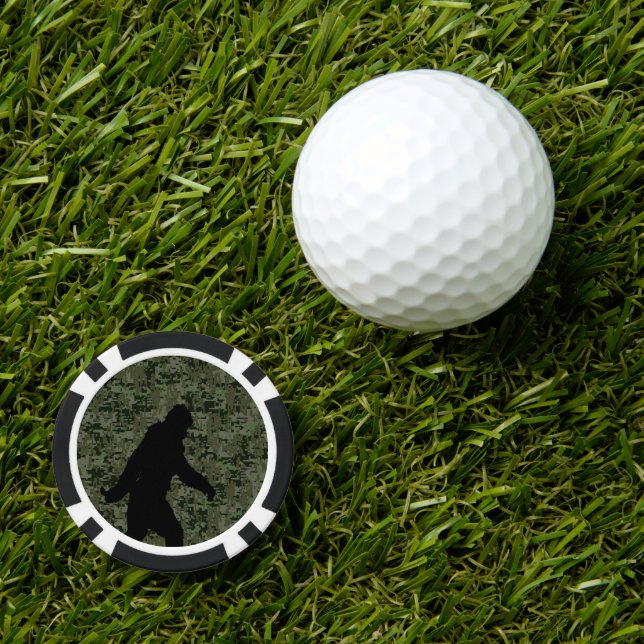 Lot De Jeton De Poker Silhouette Bigfoot sur Camouflage numérique Woodla (Marqueur de balle de golf)