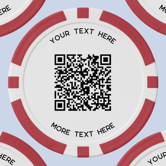 Lot De Jeton De Poker Simple QR Code et texte commercial (custom text and QR code business promotional poker chip)