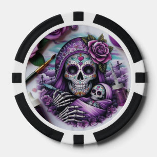 Lot De Jeton De Poker Skull sucre Skeleton Mère Chips de poker
